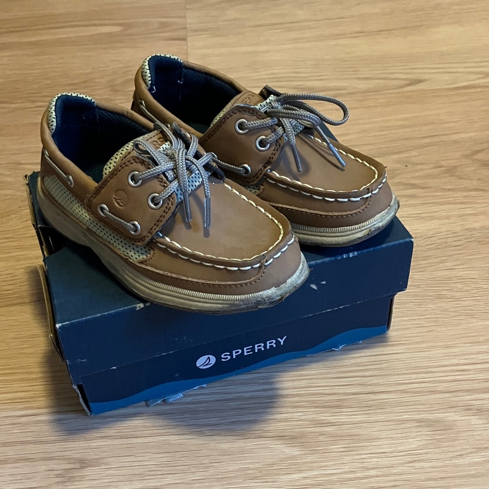 Sperry Kids Brown Tan Leather Moccasins